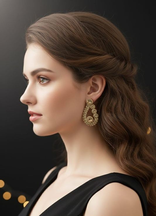 Champagne Teardrop Crystal Stud Earrings