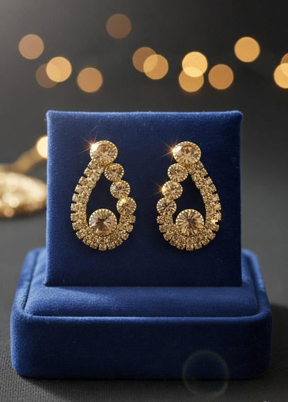 Champagne Teardrop Crystal Stud Earrings