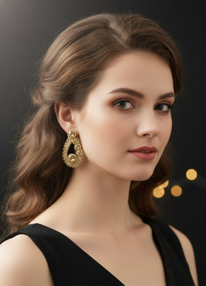 Champagne Teardrop Crystal Stud Earrings